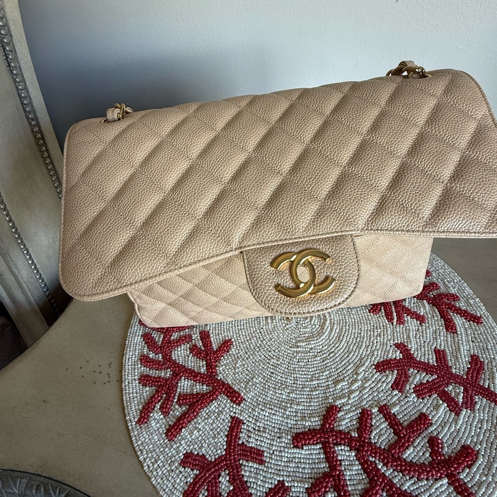 Chanel Beige Quilted Leather Flap Bag